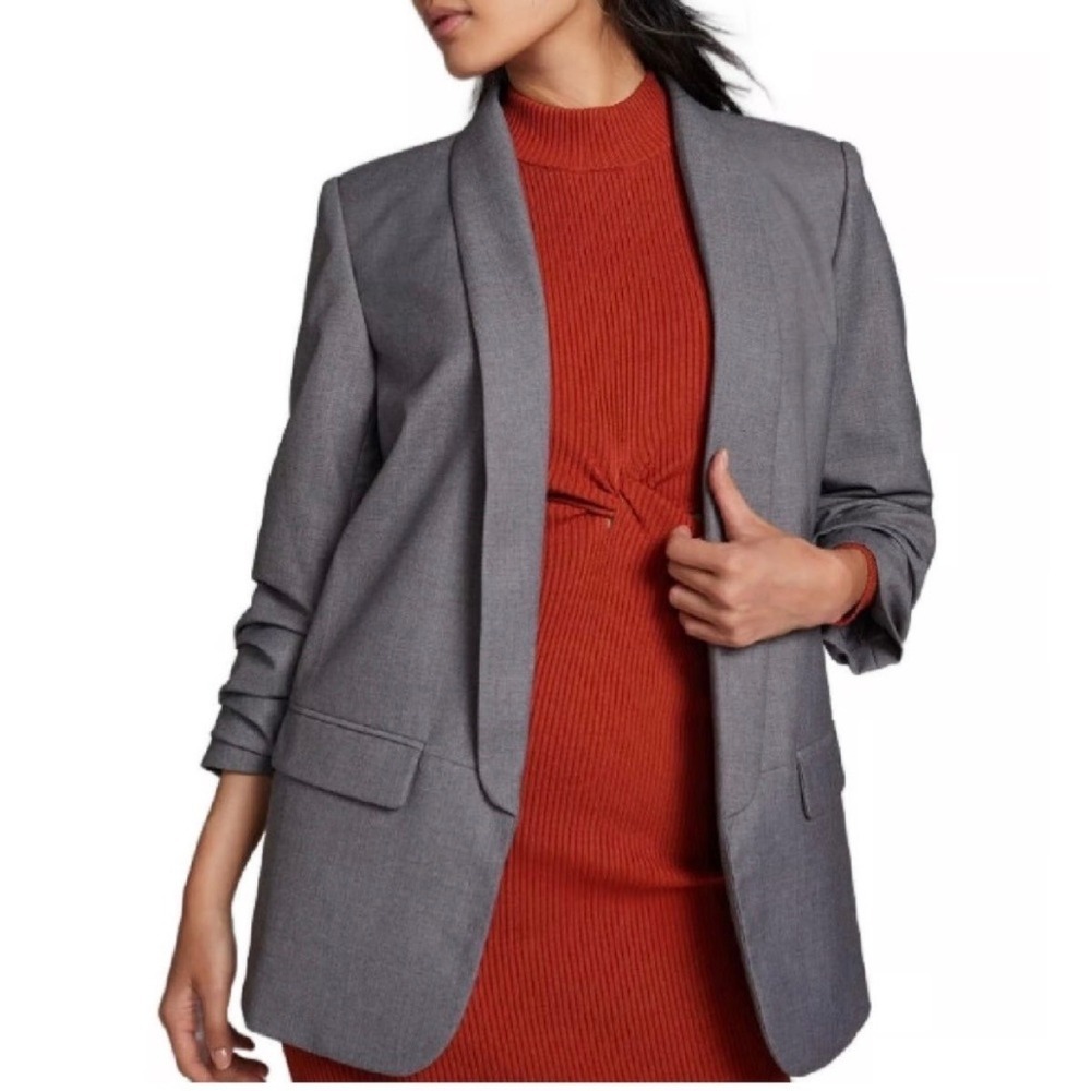 Mare Mare x‎ Anthropologie Open Front Cinch Sleeve Blazer Womens XL Gray